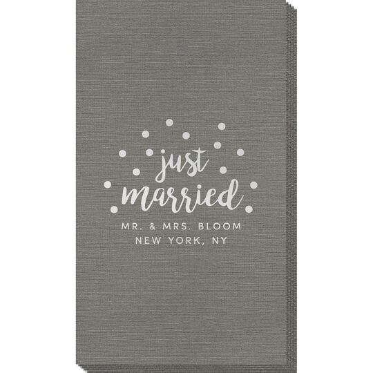 Confetti Dot Just Married Bamboo Luxe Guest Towels